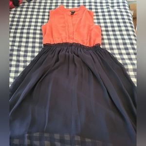 Orange navy dress